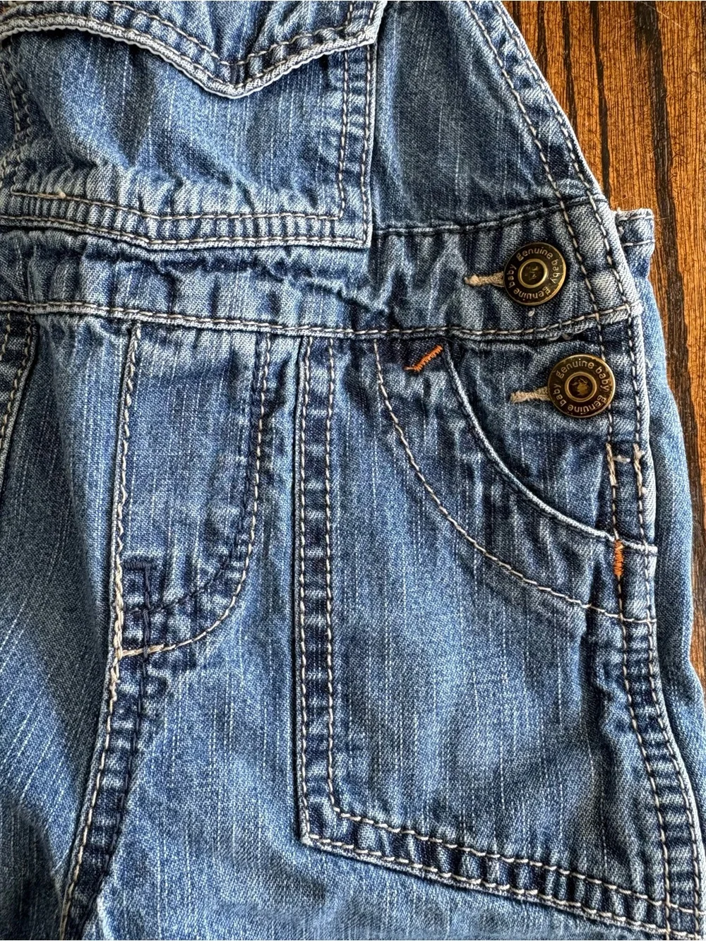 Vintage Genuine Baby From Osh Kosh Bib Overalls Size 6 Months Y2K Denim Snap Leg
